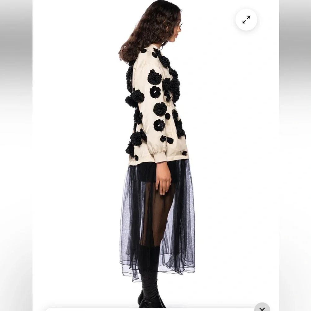 AKIRA Cream and Black Floral Bomber Jacket - Picture 2 of 6